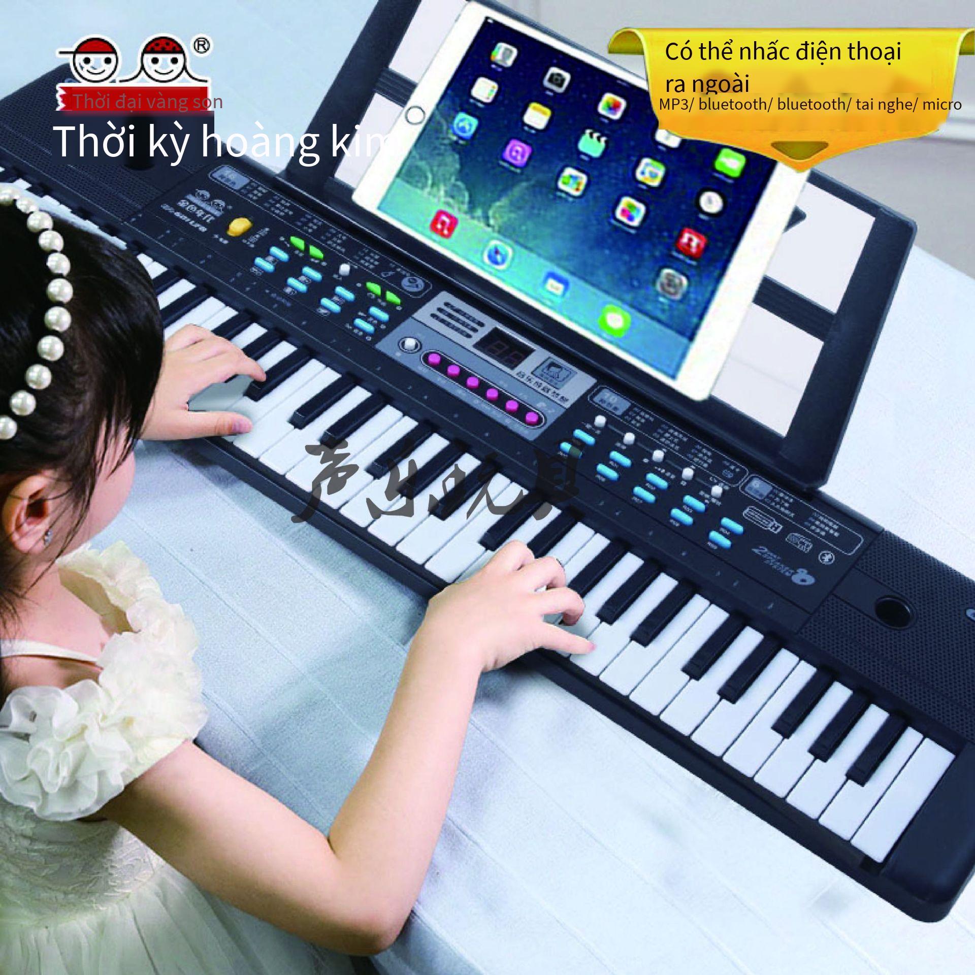 Giá thấp nhất đàn organ điện tử đa chức năng 61 phím có micrô xếp hình giáo dục sớm trẻ em đồ chơi âm nhạc đàn organ điện tử bán hàng trực tiếp