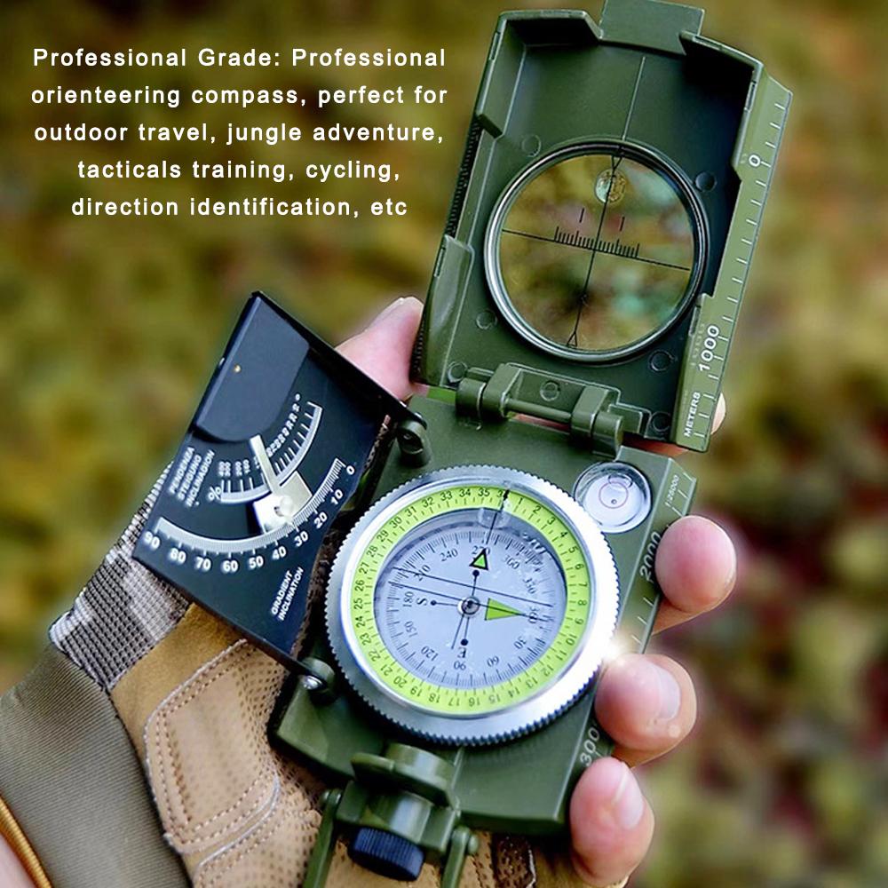 K4074 Multifunctional Compass Survival Orienteering Compass Sightings Navigation Compass Waterproof Gradiometer Inclinometer for Camping Hiking Adventure Tacticals Training