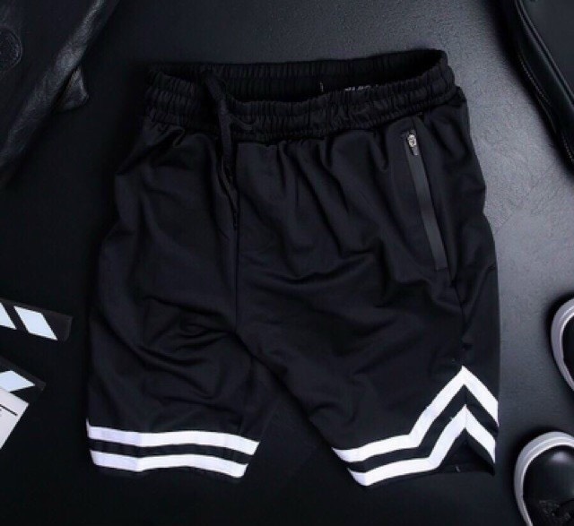 Quần short nam lưng thun chữ V phong cách năng động dễ phối đồ 2 màu trắng đen thời trang thể thao