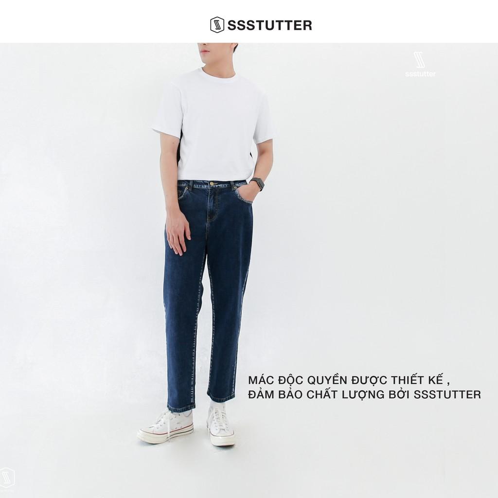 Quần jeans nam dáng suông SSSTUTTER chất liệu cao cấp 2 màu cơ bản old skool jeans