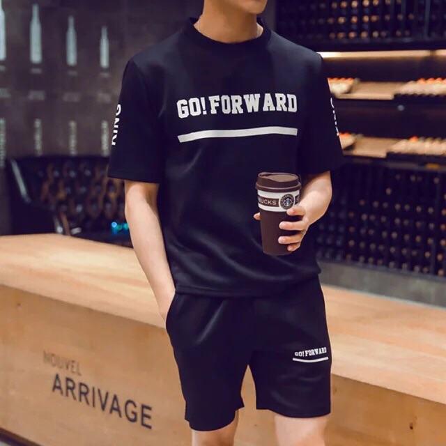Bộ thể thao nam nữ in chữ in GO!FORWSRD