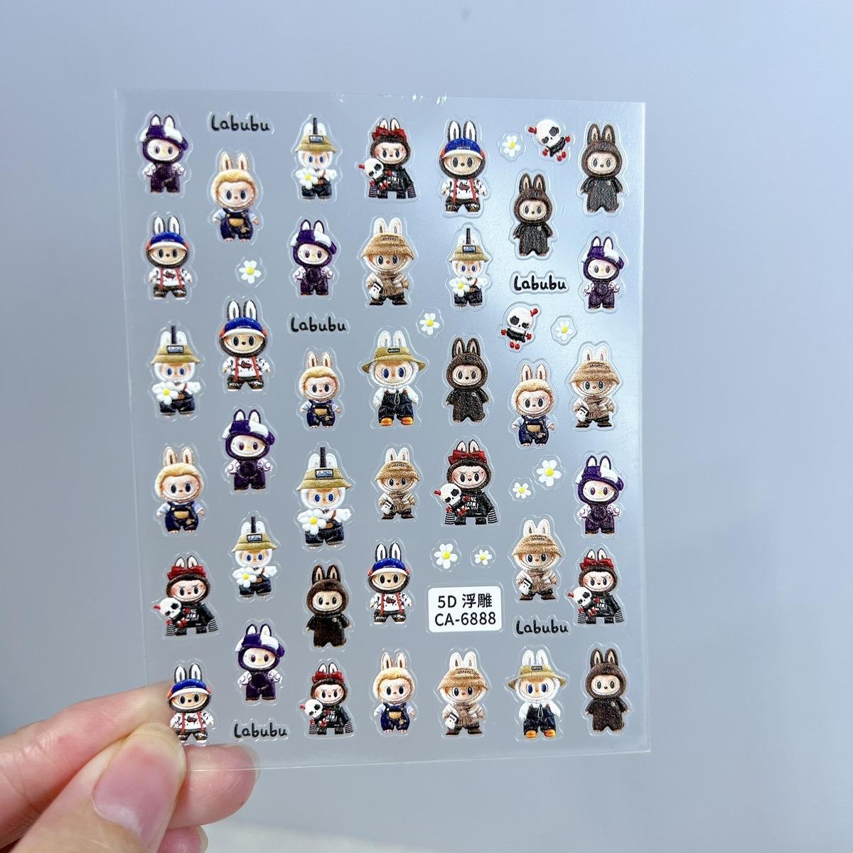 Sticker Dán Móng 5D Hình Labubu Đáng Yêu, Sticker Làm Nail, Miếng Dán Móng Tay 5D Labubu Cute  Ngộ Ngĩnh Hot Trend