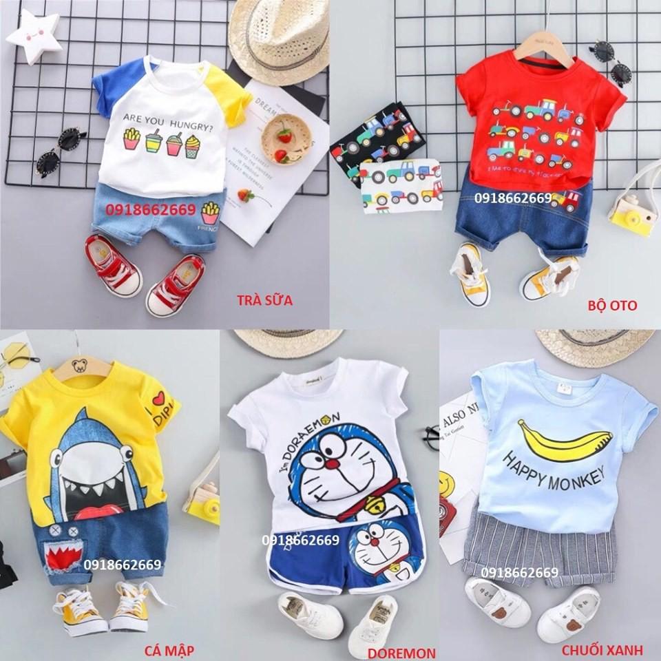 Quần áo bé trai bộ hè cotton 4c size 5-20kg