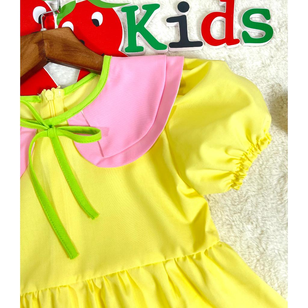 Váy trẻ em, đầm bé gái, vàng và hồng trơn 0 đến 8 tuổi