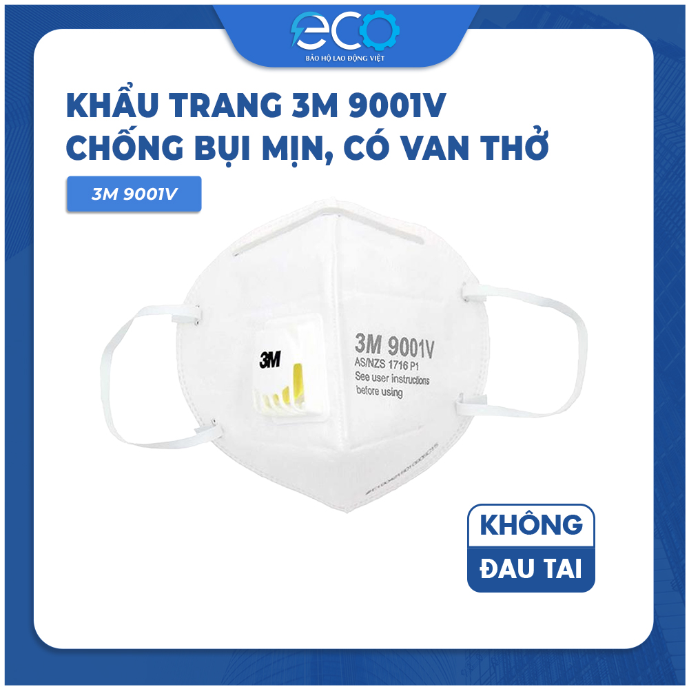Khẩu trang chống bụi 3M 9001V có van thở, lọc bụi mịn