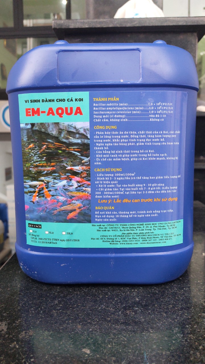 Chế Phẩm Vi Sinh Xử Lý Nước Hồ Cá Koi – Men EM AQUA cá Koi Cân Bằng Hệ Sinh Thái Trong Hồ Cá, Làm Sạch Nước, Khử Mùi