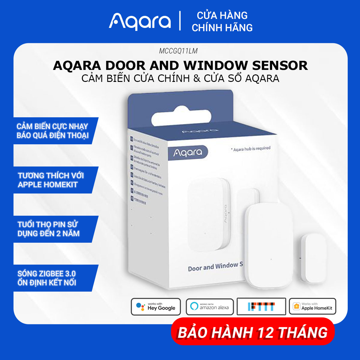 Cảm Biến Cửa AQARA 2023-Tạo Ngữ Cảnh Mở Cửa Bật Đèn, Phát Hiện Đóng/Mở Thông Báo Lên App Tương Thích HomeKit Sóng ZigBee Hàng Chính Hãng