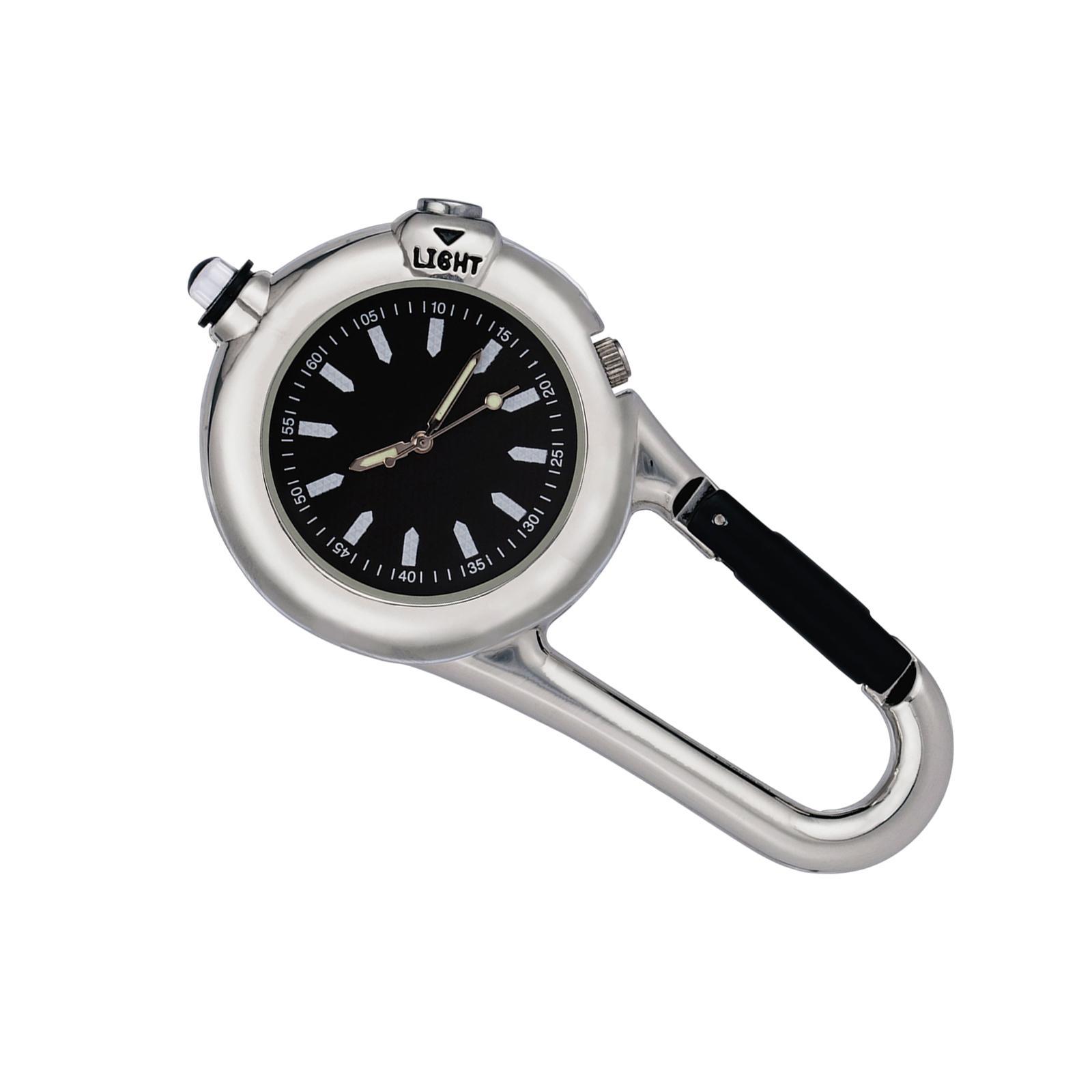 Portable Carabiner Pocket Watch Men Women Watch Luminous with Light Climbing Watch for Outdoor Activities Camping Home Hiking Gear