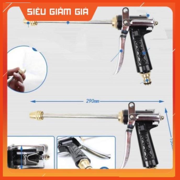 Bộ dây vòi xịt nước rửa xe,tưới cây .tăng áp 3 lần,loại 3m,5m 206318 đầu đồng,cút,nối nhựa đen+ tặng đai