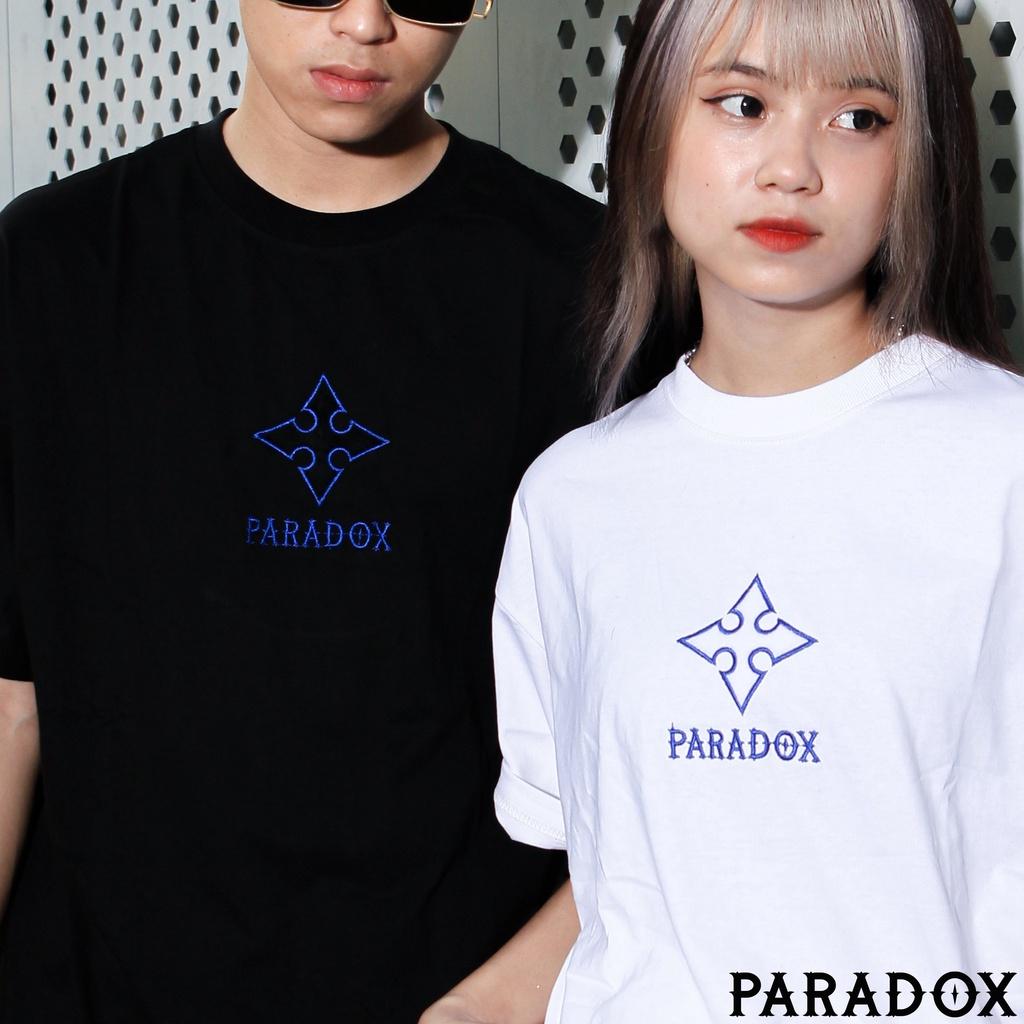 Áo thun form rộng Paradox tay lỡ - Unisex - In hình - ESSENTIAL EMBROIDERY TEE - Trắng, Đen