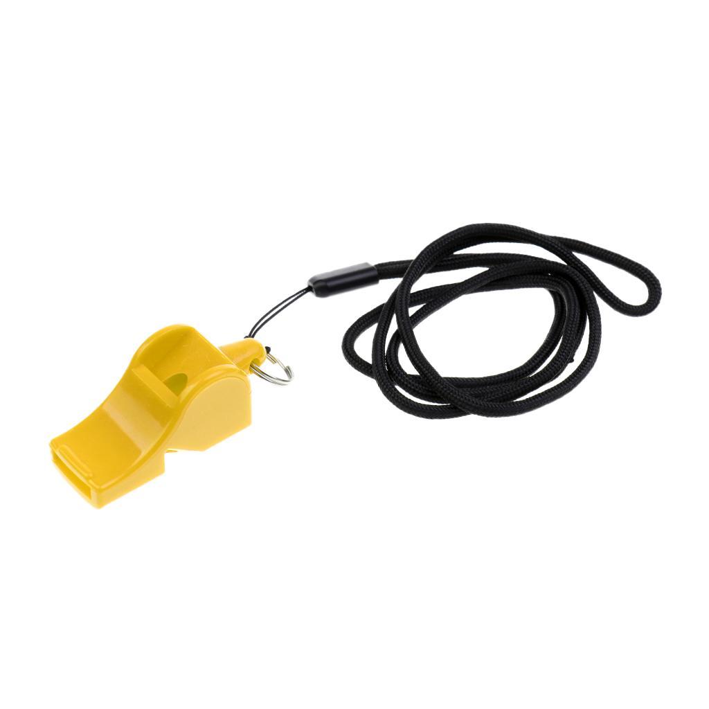 2 Pieces/ Set Durable Plastic Emergency Survival Whistle with Neck Strap for Marine Boat Kayaking Safety Outdoor Sports Camping Hiking