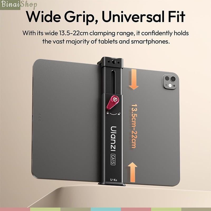 Ulanzi CA15 - Kẹp Điện Thoại Và Tablet OneLock, Tương Thích Ngàm Arca / Uka / Ren 1/4 Inch Cho Tripod, Phụ Kiện Quay Chụp - Hàng chính hãng