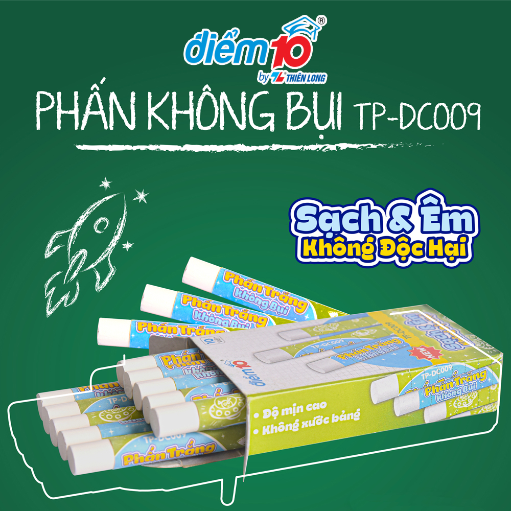 Combo 5 Hộp Phấn trắng không bụi Thiên Long Điểm 10 TP-DC009