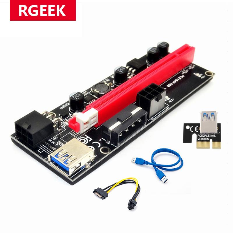 PCI-E riser mới 009 Express 1x 4x 8x 16x extender PCI E USB Riser 009S GPU Thẻ bộ chuyển đổi 6Pin SATA 15PIN cho máy khai thác BTC