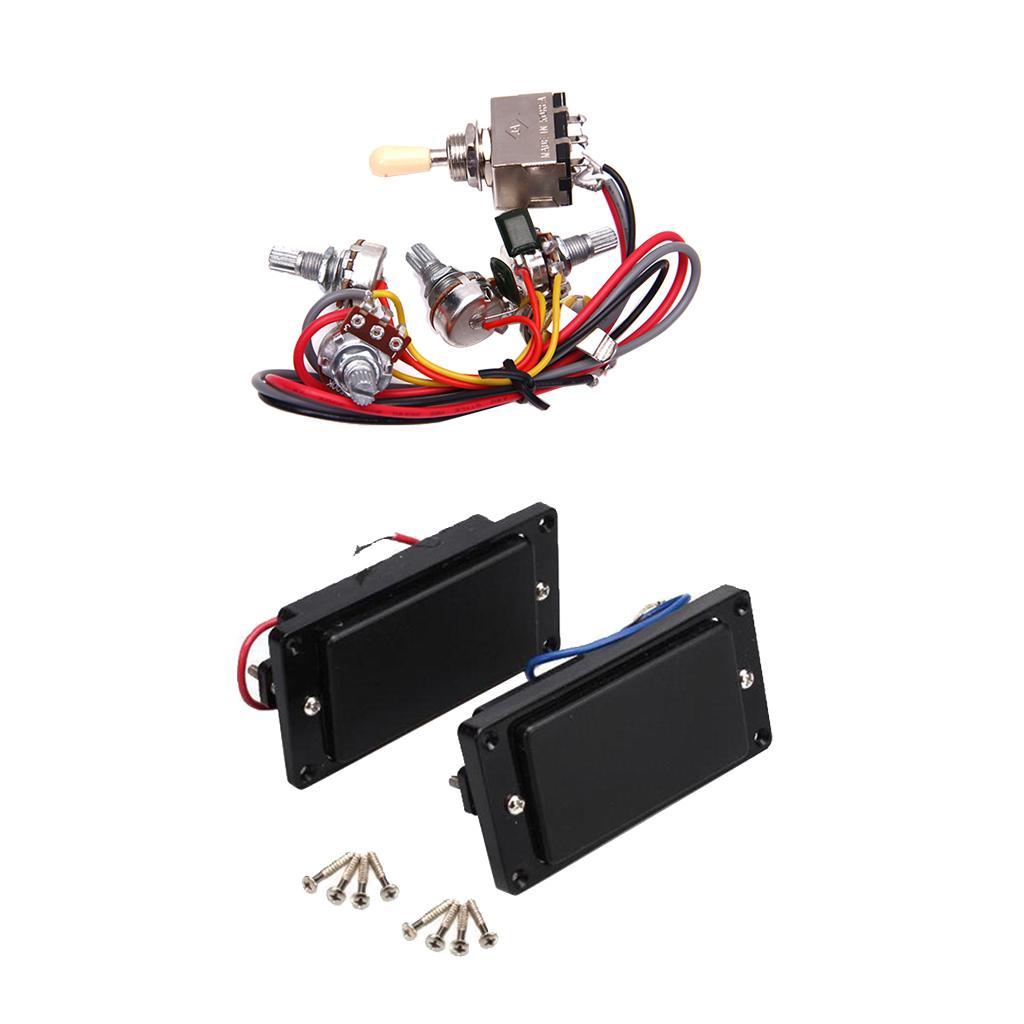 Black Sealed Humbucker Pickup Set+Circut Wiring 3 Box Pickup Selector for LP Electric Guitar