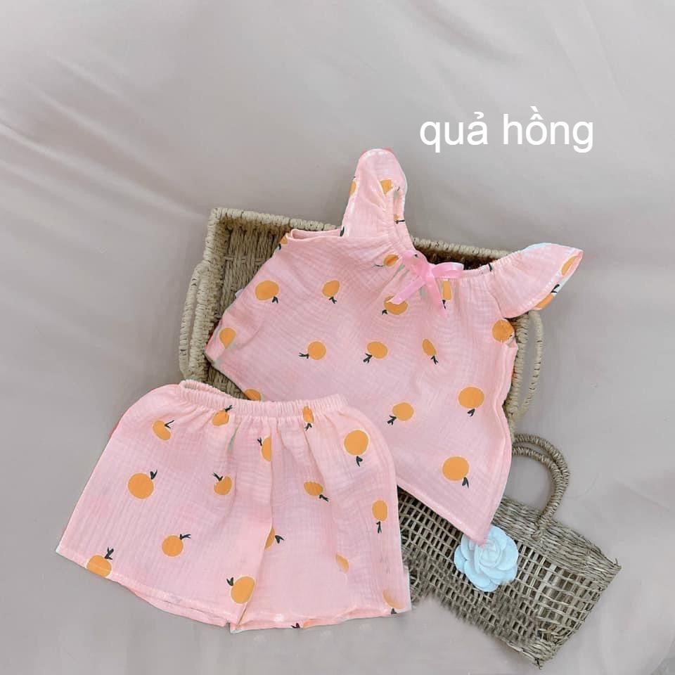 Đồ bộ bé gái 8 đến 16 kg vải xô Muslin QATE751 - bộ 2 dây bé gái xinh xắn