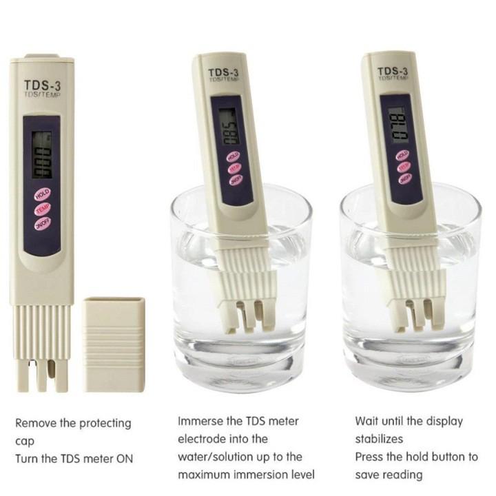 Bút TDS thử hàm lượng chất rắn hòa tan trong nước,đo dung dịch trồng rau thủy canh TDS-3 meter có bao da