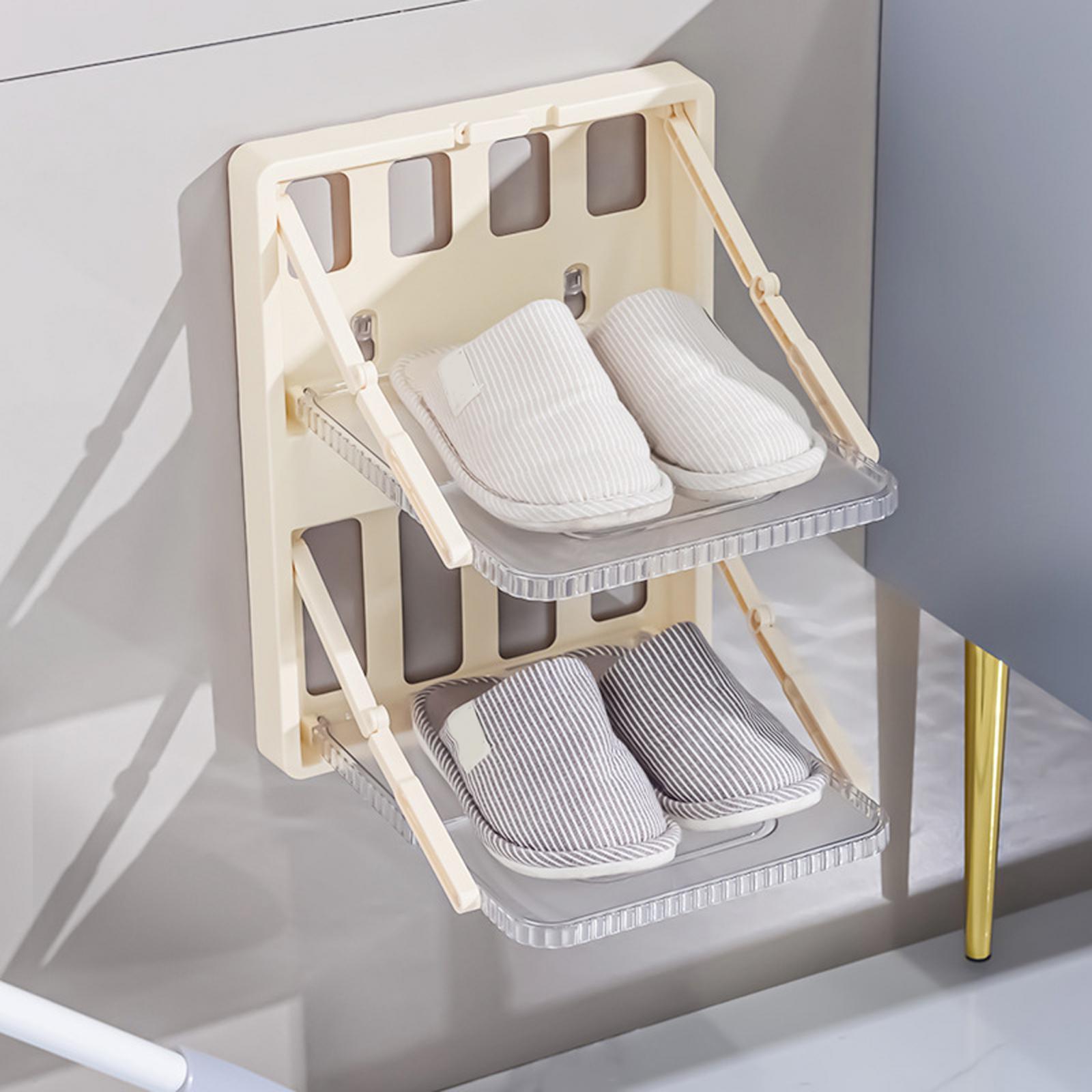 Wall Mounted Shoes Rack Shoe Holder Punch Free Space Saving Detachable Shoe Hanger Shoe Shelf for Closet Entryway Toilet Home