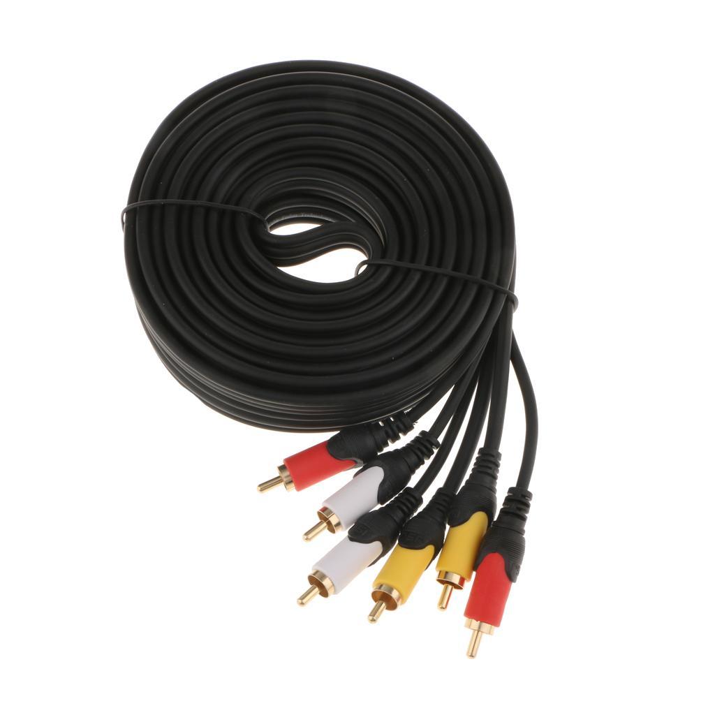 RCA Audio Video AV Cable Cord Line 3 Male to 3 Male Gold Plated