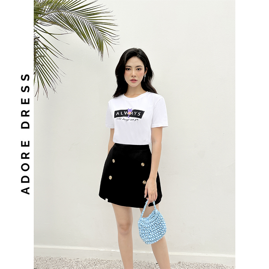 Áo Phông Graphic T-shirts casual style cotton trắng in always 321TS2038 ADORE DRESS