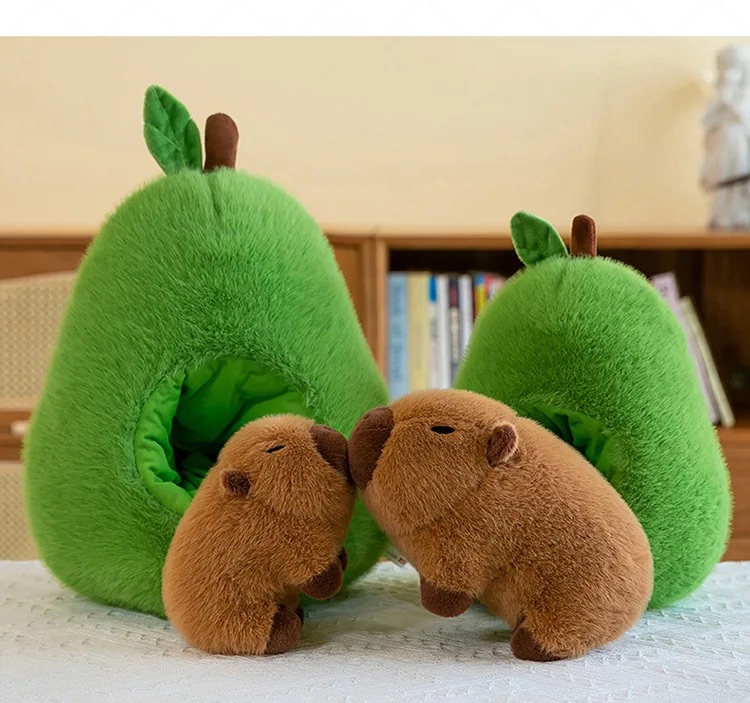 Thú nhồi bông capybara trong quả bơ đáng yêu - Size từ 25cm đến 45cm - Móc khoá gấu bông Capybara