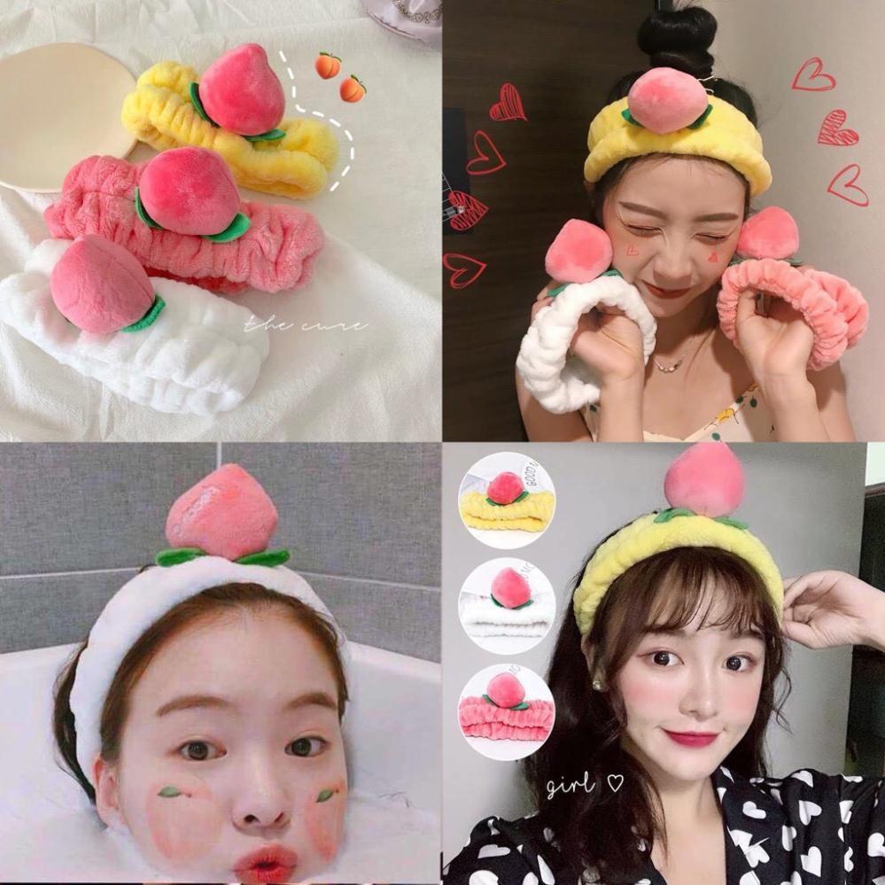 Băng Đô Turban Quả Đào 3D Vải Bông Nhung Siêu Mềm