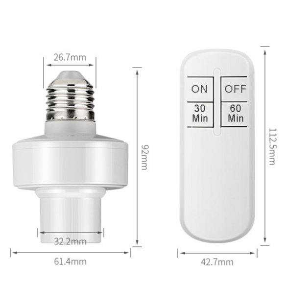 Đui đèn điều khiển từ xa Gonka chế độ hẹn giờ tắt với 2 mốc thời gian, công suất tối đa 220V/100W tiêu chuẩn E27