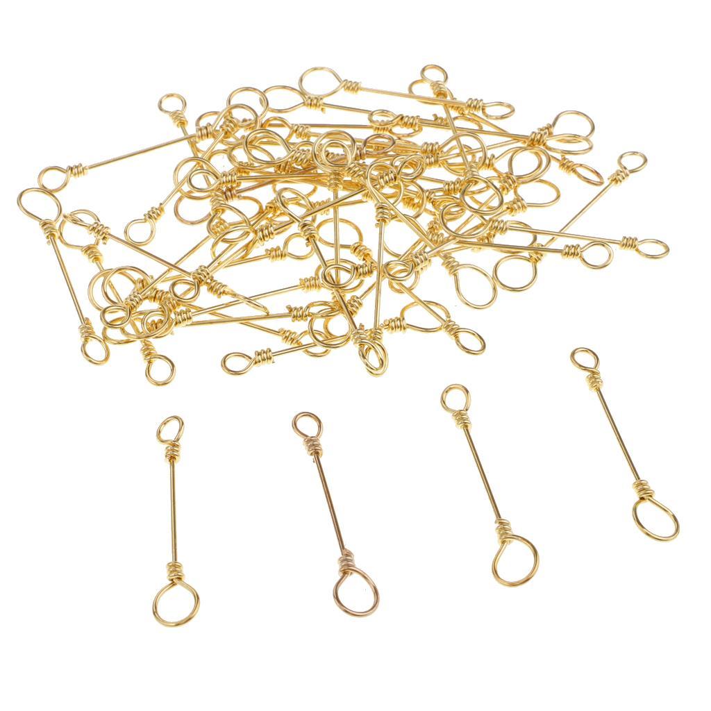 50Pcs Fishing Swivels Quick Connection Clip Stainless Steel Rolling Snap Fishing Accessories Connectors