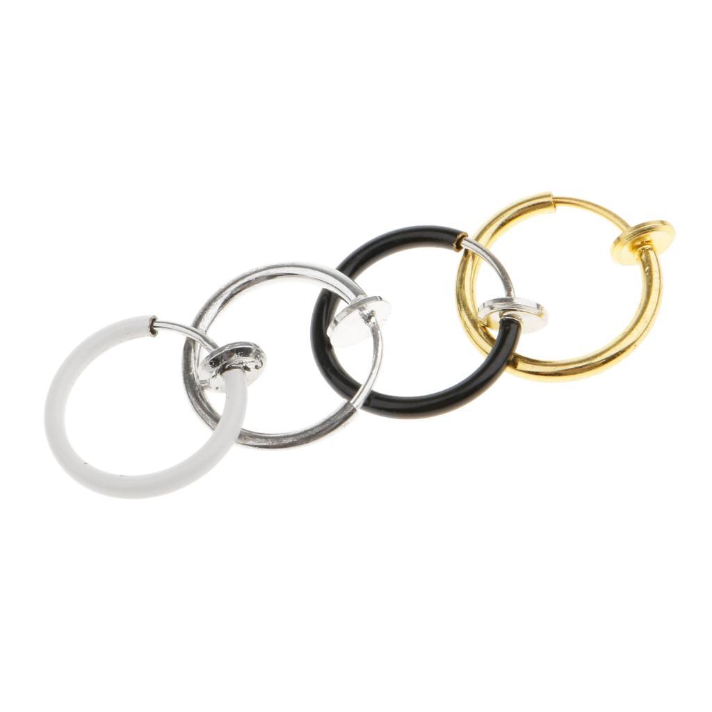 4pcs Ear Hoops Lip Nose Septum for Women No Piercing Jewelry