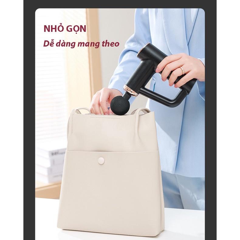 Súng Massage Fascial Gun 4 Đầu Trị Liệu 6 Chế Độ Mạnh Mẽ, Máy Massage Cầm Tay Thư Giãn Cơ Toàn Thân