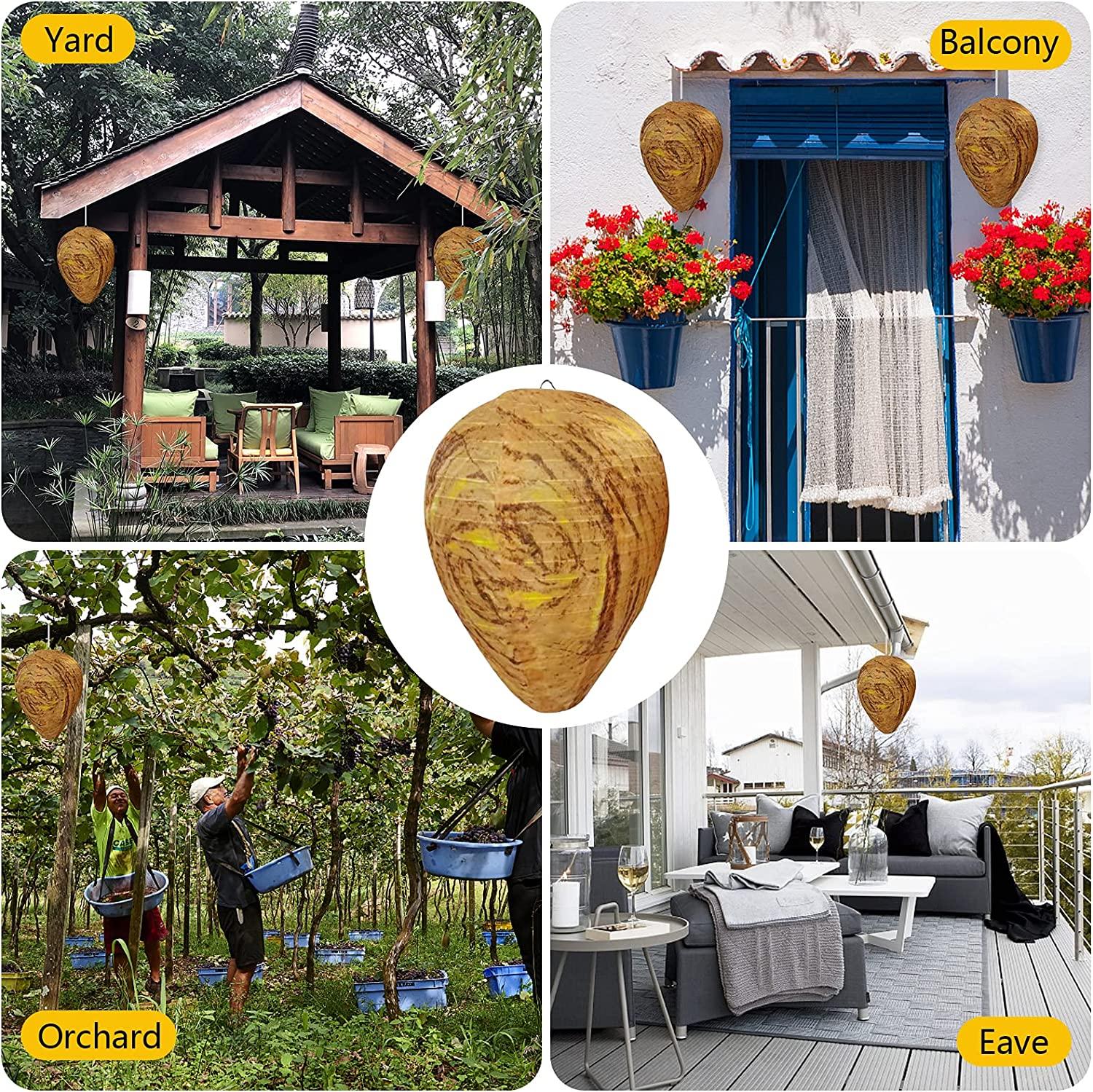 Mồi nhử tổ ong bắp cày, 4 cái Treo tổ ong bắp cày giả Tổ ong bắp cày giả tự nhiên Bẫy giả an toàn không thấm nước Giấy không độc hại Răn đe Tổ ong bắp cày giả