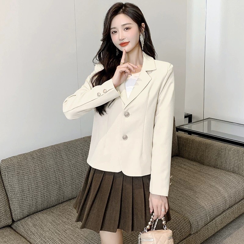 Áo blazer nữ dáng ngắn 2 lớp cao cấp Áo khoác vest công sở hàn quốc mùa thu đông thiết kế dáng croptop mặc đi làm đi chơi dạo phố