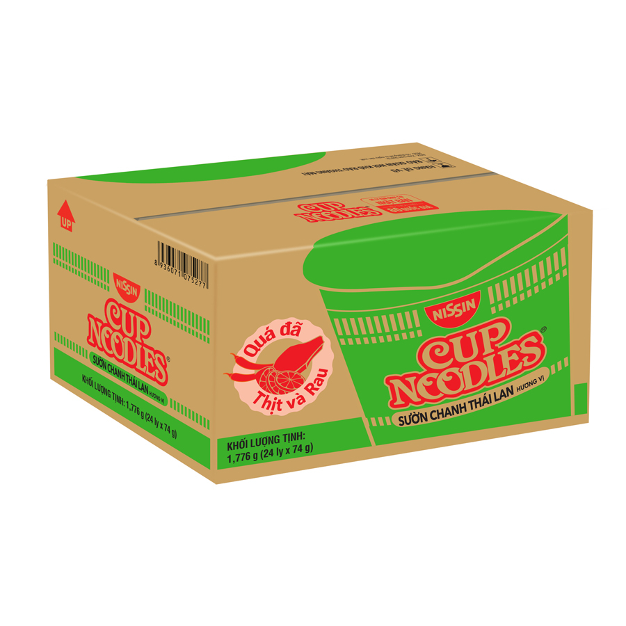 Thùng 24 Ly Mì Cup Noodles - Hương Vị Sườn Chanh Thái Lan (74g / Ly)