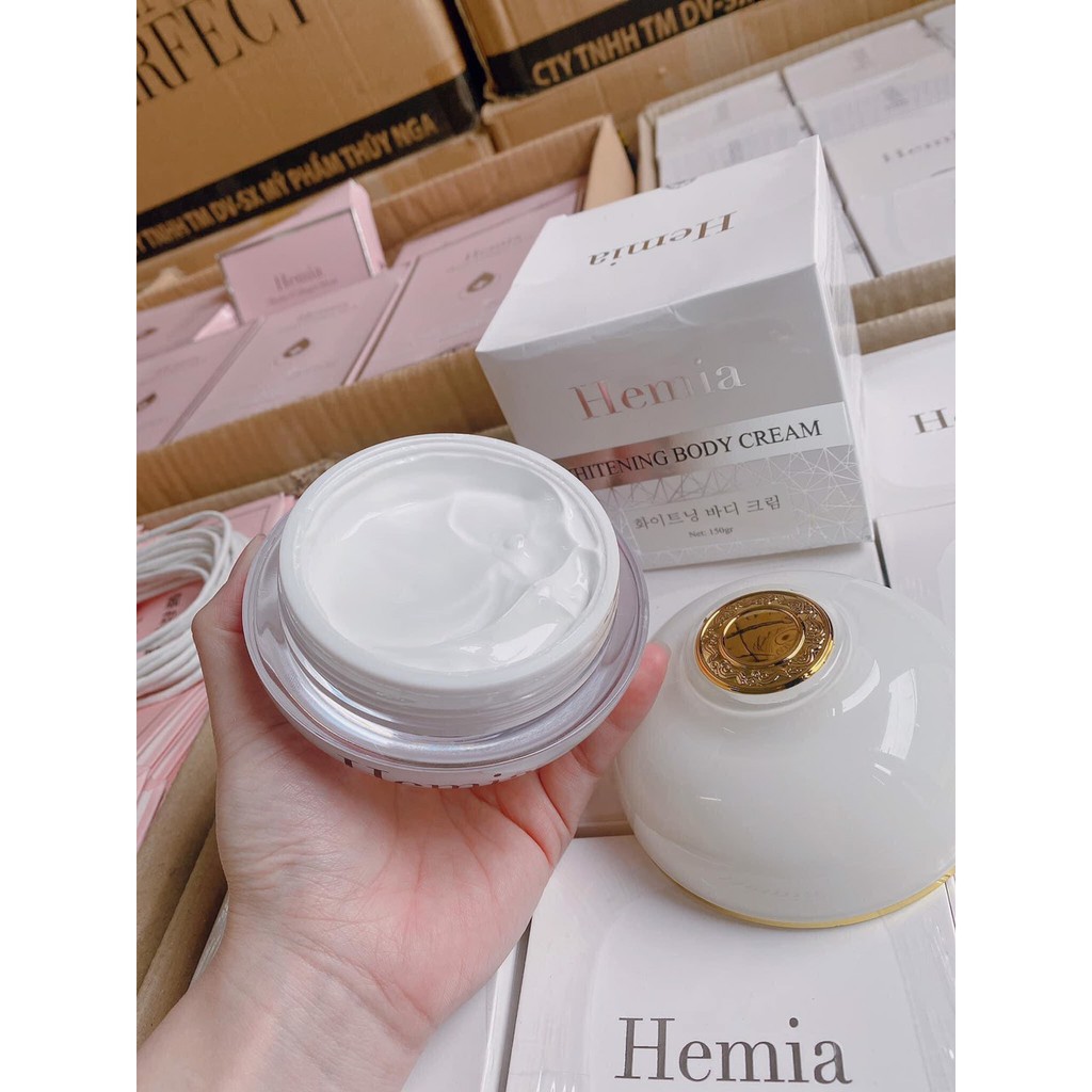 Kem dưỡng toàn thân Hemia Whitening Body Cream 150g dưỡng trắng, cấp ẩm, chống nắng, make up da