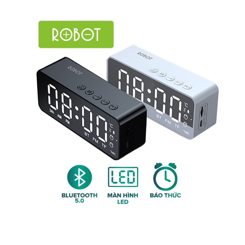 Loa Bluetooth 5.0 ROBOT RB150 Màn Hình LED Kiêm Đồng Hồ Báo Thức - Nghe FM - Hỗ Trợ Thẻ Nhớ - Hàng Chính Hãng