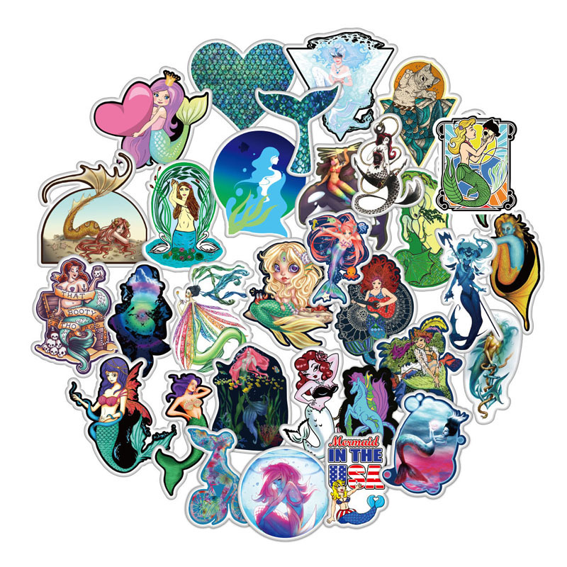 Sticker 50 miếng hình dán Mermaid