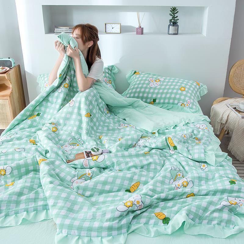 Bộ chăn ga Cotton Đũi phối bèo 100% Hàng nhập khẩu siêu mềm mát