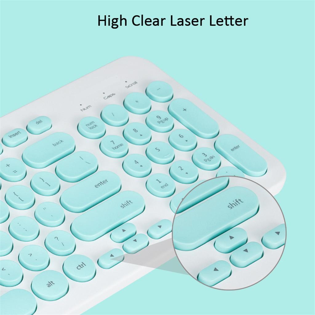 2pcs Ultra Slim Retro Round Key Keyboard Stylish USB Wired Silent Office Gaming Keyboard with 12 Multimedia Keys, Green+Red