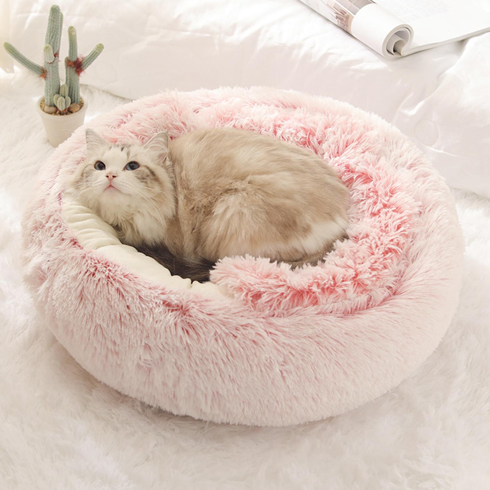 Giường giữ ấm cho chó mèo,thú cưng hình tròn dễ thương,chất liệu cotton PP sang trọng