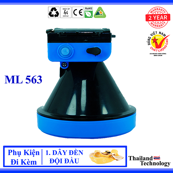 ĐÈN PIN ĐỘI ĐẦU ML 563 - NHẬP KHẨU THÁI LAN - LẶN BIỂN 10M - 3 CỤC PIN - TRÁ ĐÈN 11CM