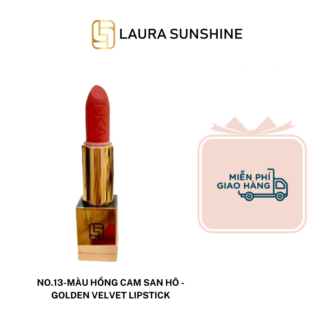 No.13 - Màu hồng cam san hô - Son lì siêu mịn cao cấp Hàn Quốc - Golden Velvet Lipstick - Laura Sunshine - Nhật Kim Anh