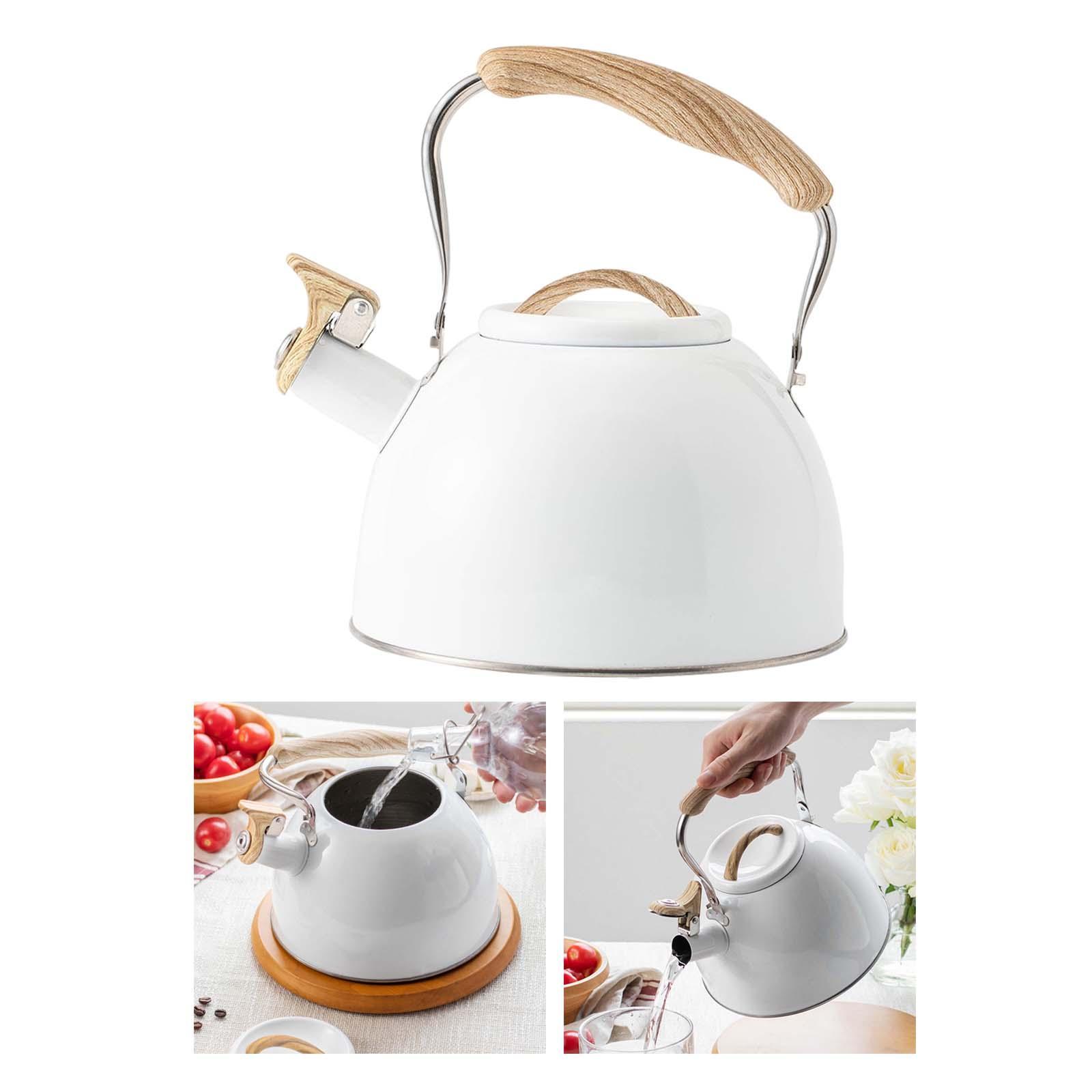 Stainless Steel Stovetop Tea Kettle Wooden Handle Kitchenware Teapot 3L