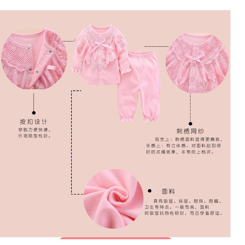Bộ set 3 sơ sinh tiểu thư đầy tháng/thôi nôi bé gái 0-12m
