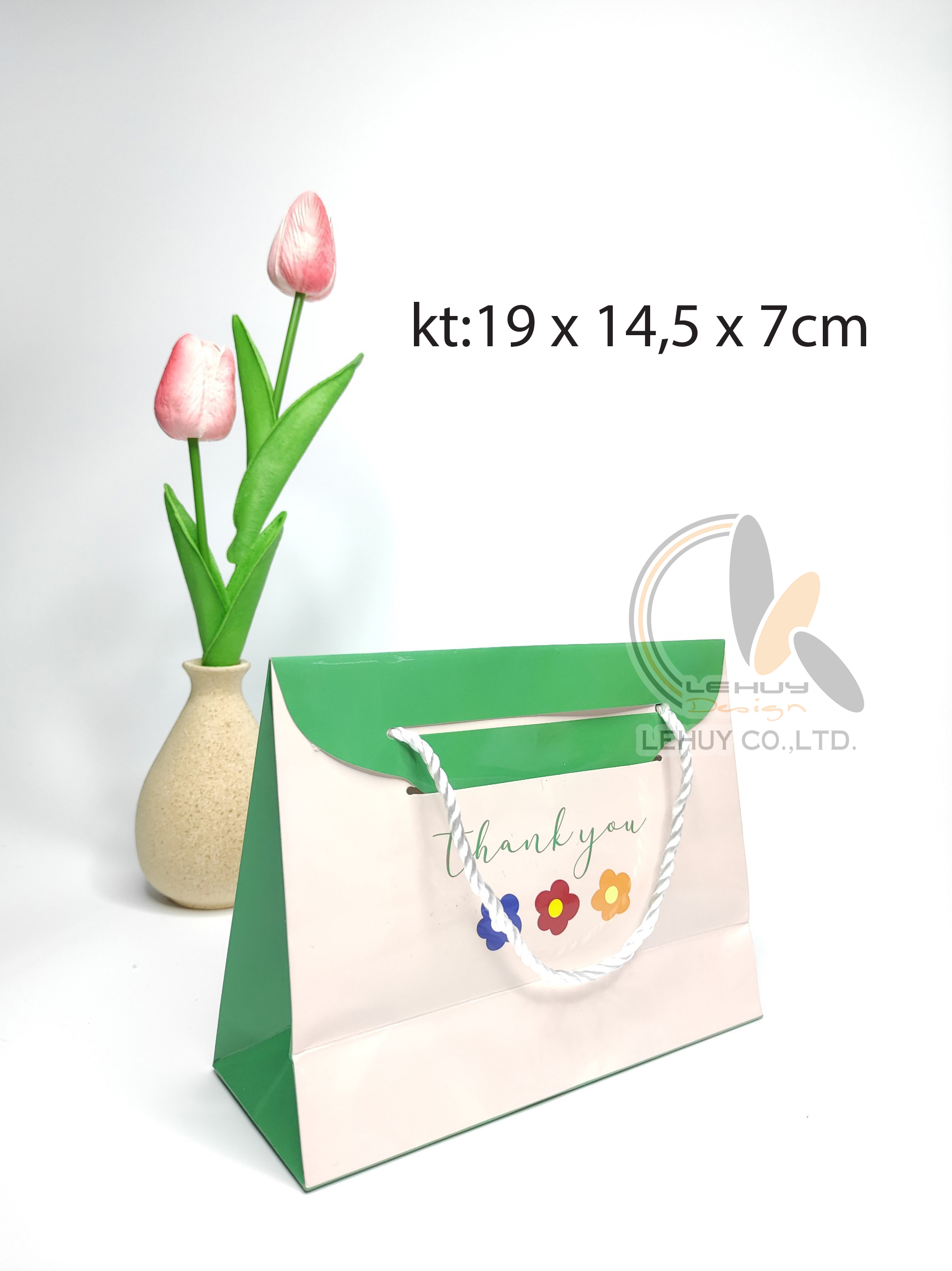 TÚI GIẤY ĐẸP GOOG LUCK HOẠ TIẾT KT 19X14.5X7 CM