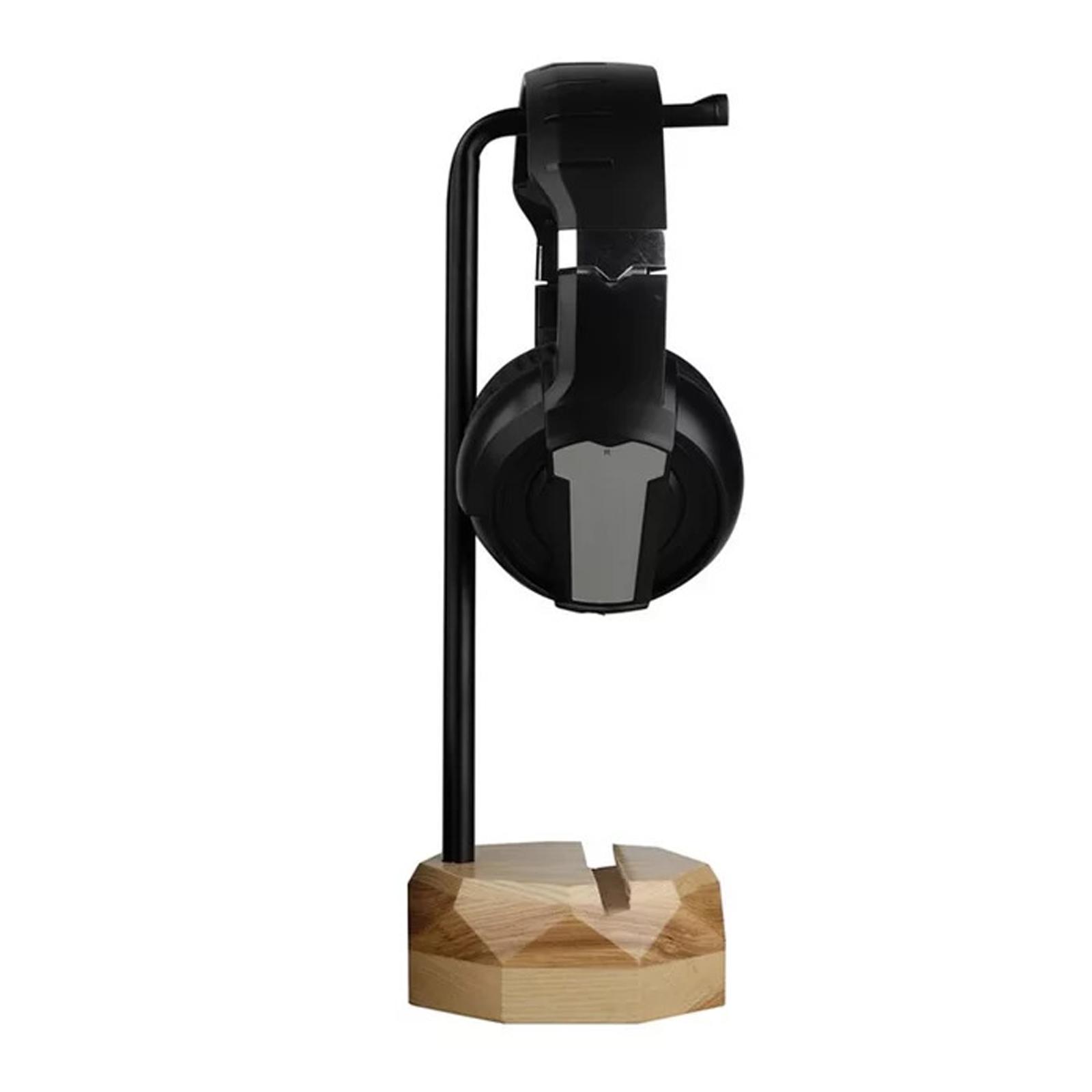 Universal Wooden & Iron Headphone Stand Hanger Holder, Sturdy Desk Headset Mount Rack for , Gaming Headphones Display
