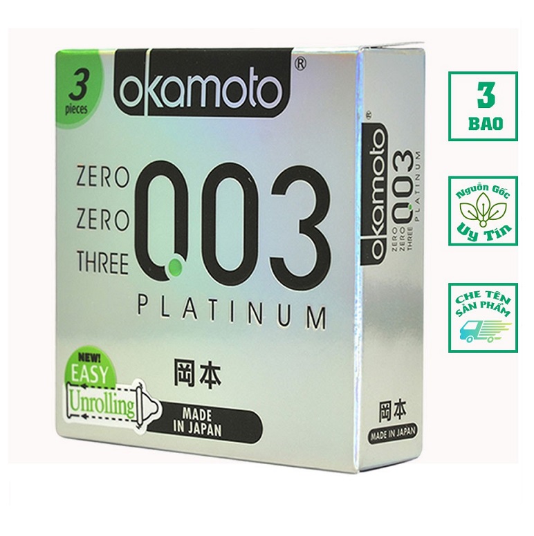 Bao Cao Su 0.03 Nhật Bản Okamoto Zero Zero Three 0.03 Platinum (H3) - Che Tên Sản Phẩm