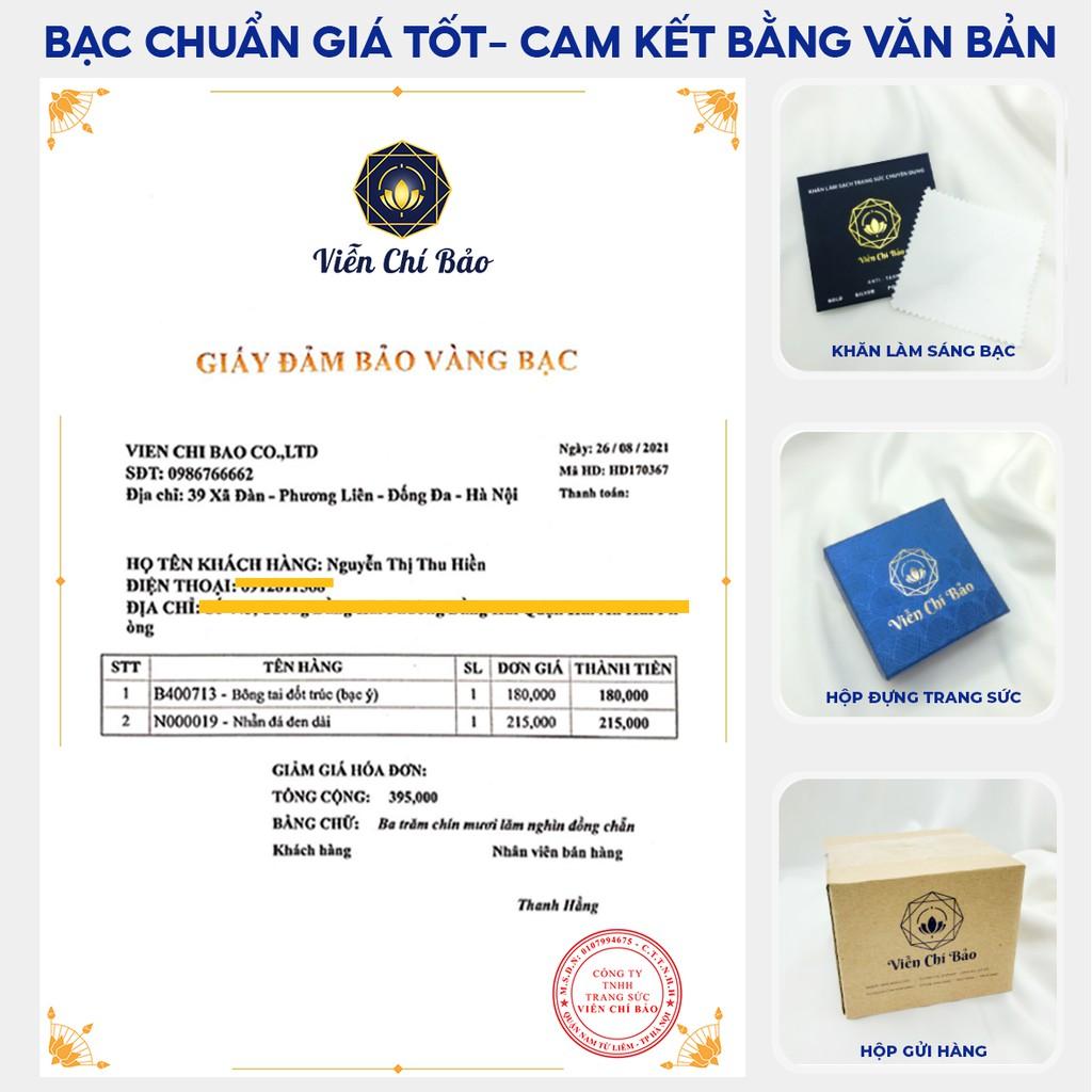 Bông tai bạc nữ nụ đính đá trắng unisex chất liệu bạc 925 thời trang phụ kiện trang sức nữ Viễn Chí Bảo B000145