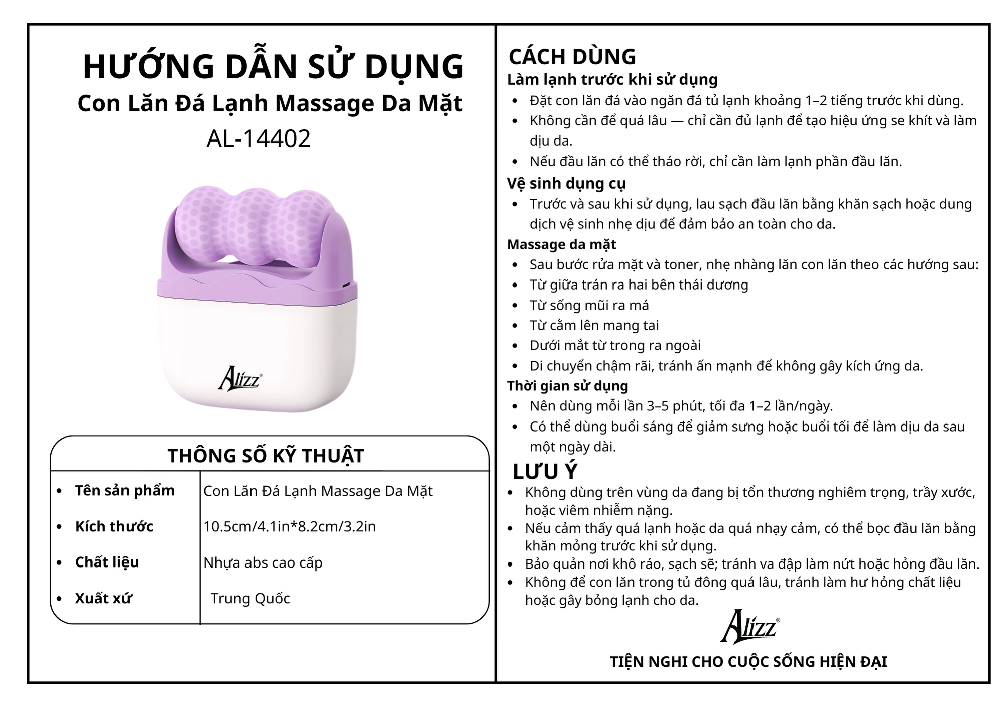 Thanh Lăn Đá Lạnh Massage Da Mặt AL14402 Giảm Quầng Thâm, Giảm Sưng Dưỡng Da Căng Mịn Tự Nhiên