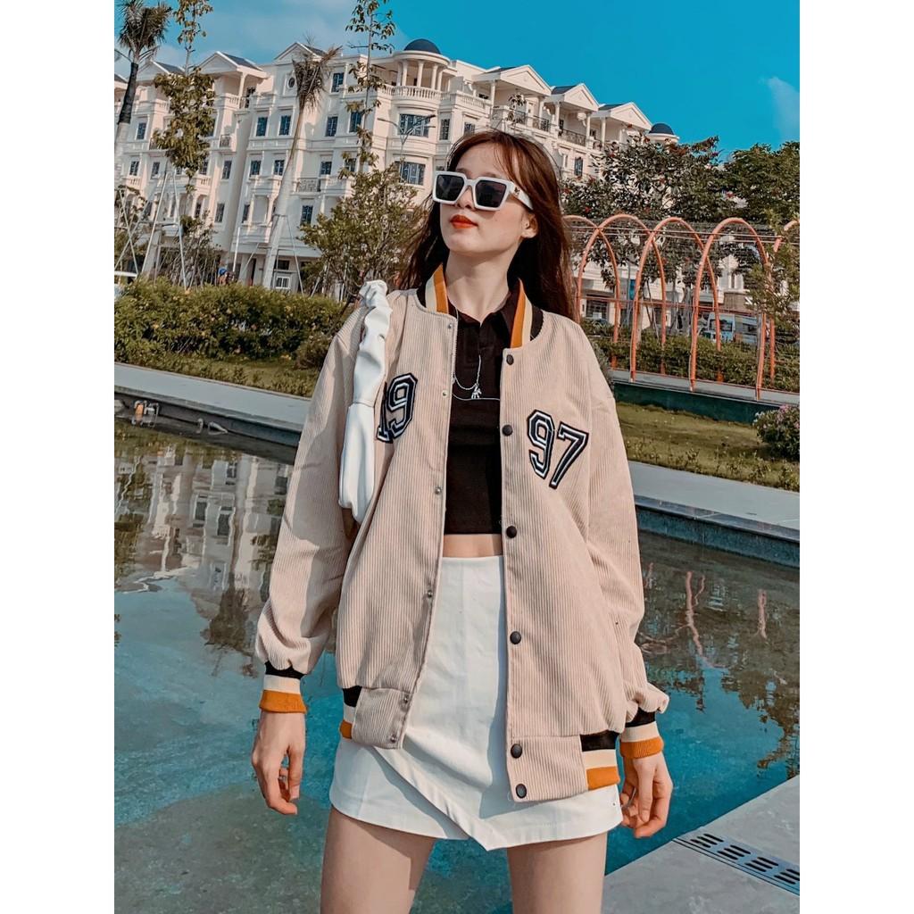 Áo Khoác Nhung Gân Bomber Jackets 1997 - Chất nhung mịn đẹp Unisex Nam Nữ mặc đẹp cực xinh