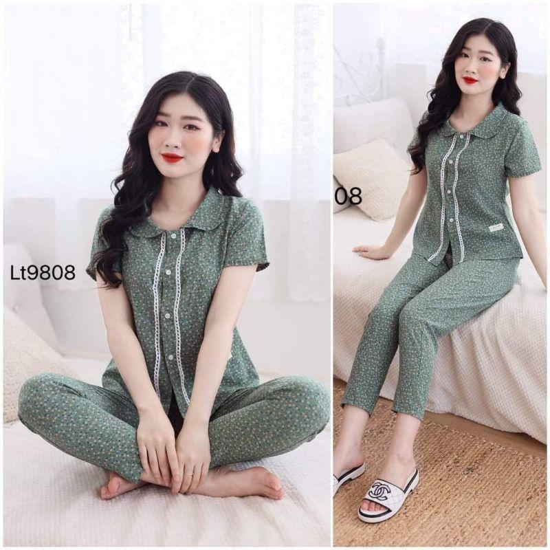 Bộ mặc nhà cổ V bi cốm đủ size chuẩn ảnh